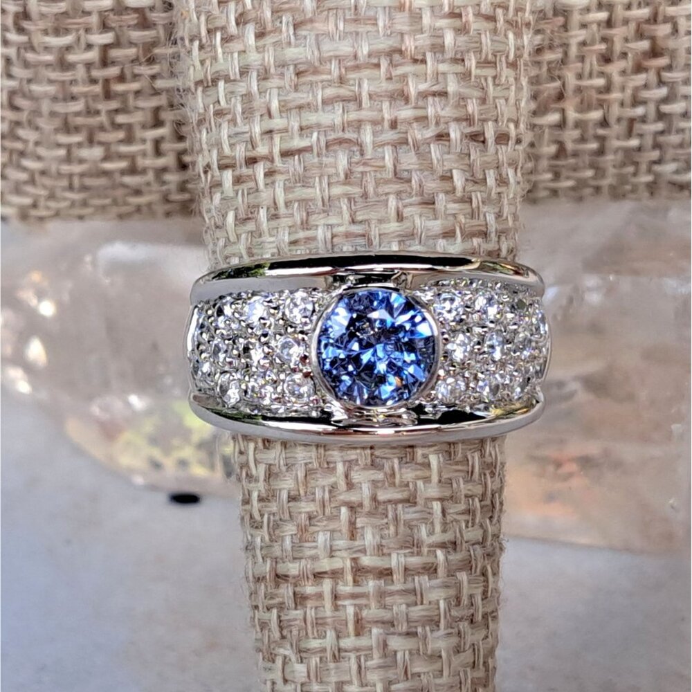 3 Carat t.w. Natural Tanzanite & Sapphire Sterling Silver Statement Ring - Picture 9 of 13